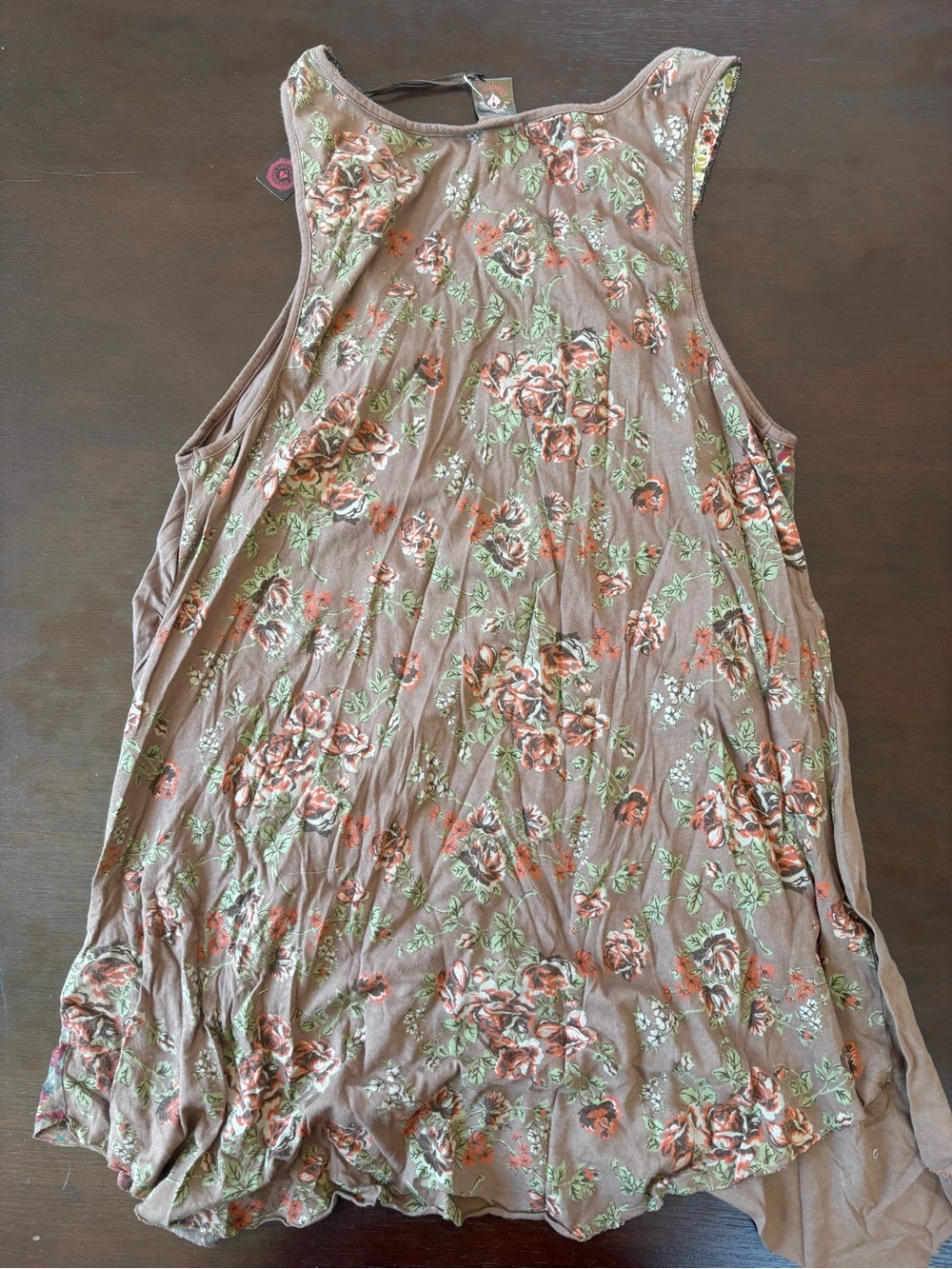 Language Brown Floral-Trim Sleeveless Tank - Picture 4 of 4